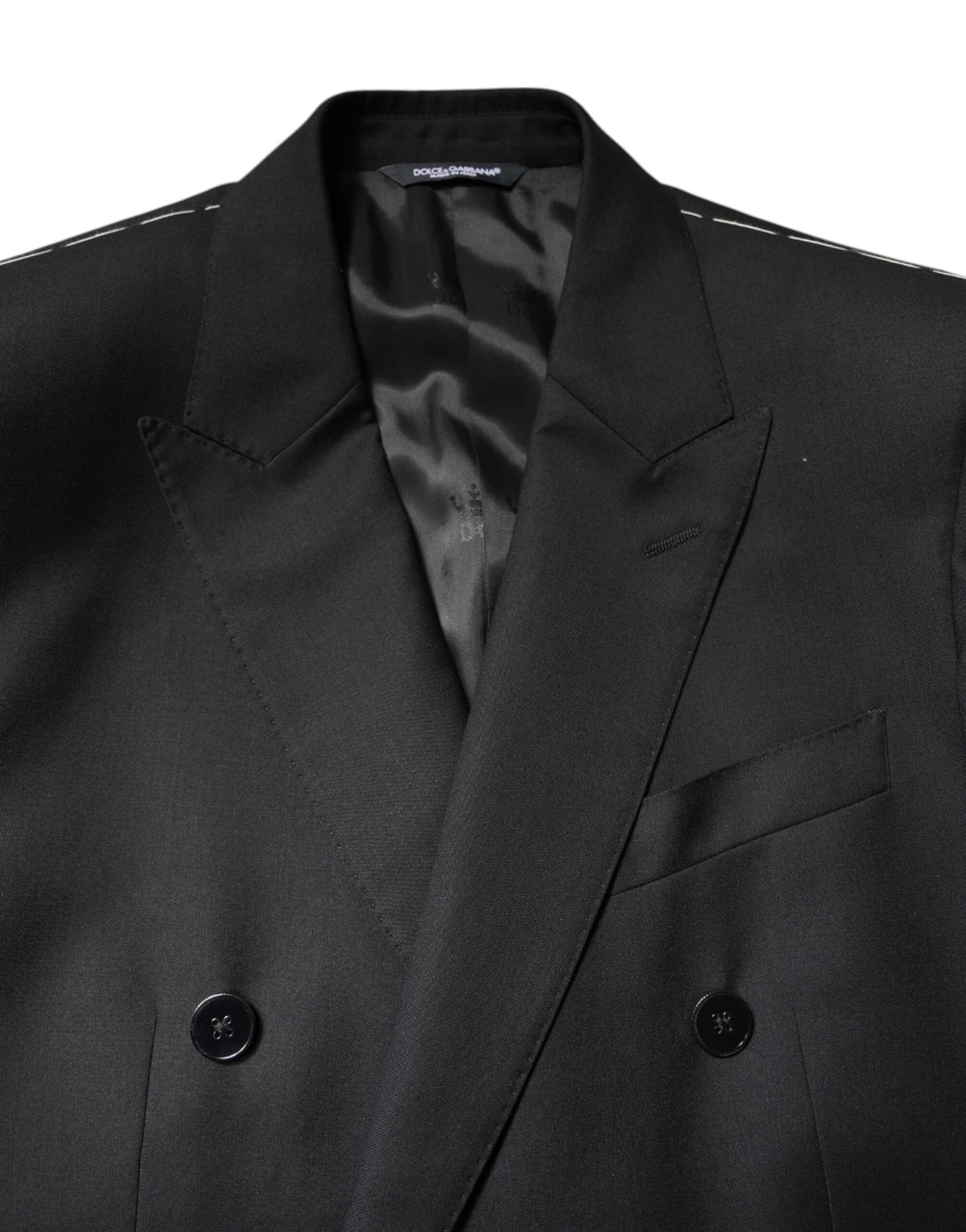 Dolce & Gabbana Men's Double Breasted Cupro Rayon & Virgin Wool Blazer - Black