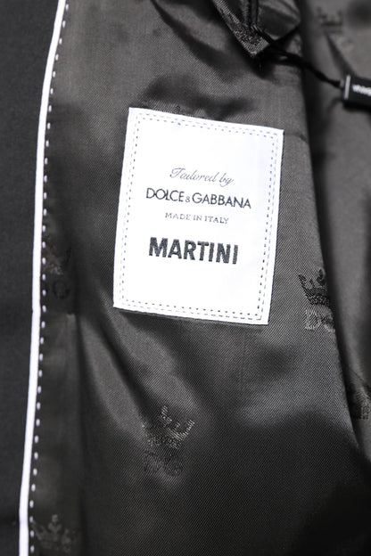 Dolce & Gabbana Men's Double Breasted Cupro Rayon & Virgin Wool Blazer - Black