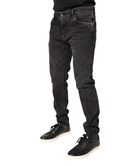 Dolce & Gabbana Gray Washed Cotton Skinny Denim Jeans