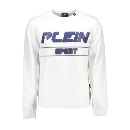 Sweatshirt by Plein Sport for men in cotton polyester white & signature presents a smart casual silhouette, featuring a smart casual crew neckline and long-sleeve for a sophisticated look.