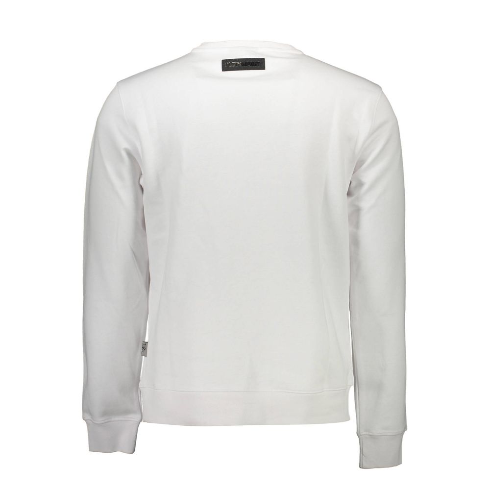 Sweatshirt by Plein Sport for men in cotton polyester white & signature presents a smart casual silhouette, featuring a smart casual and for a sophisticated look.