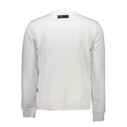Sweatshirt by Plein Sport for men in cotton polyester white & signature presents a smart casual silhouette, featuring a smart casual and for a sophisticated look.