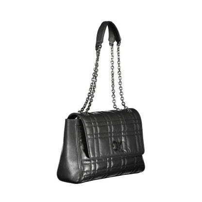 Calvin Klein Black Faux Leather Polyester Chain Shoulder Handbag
