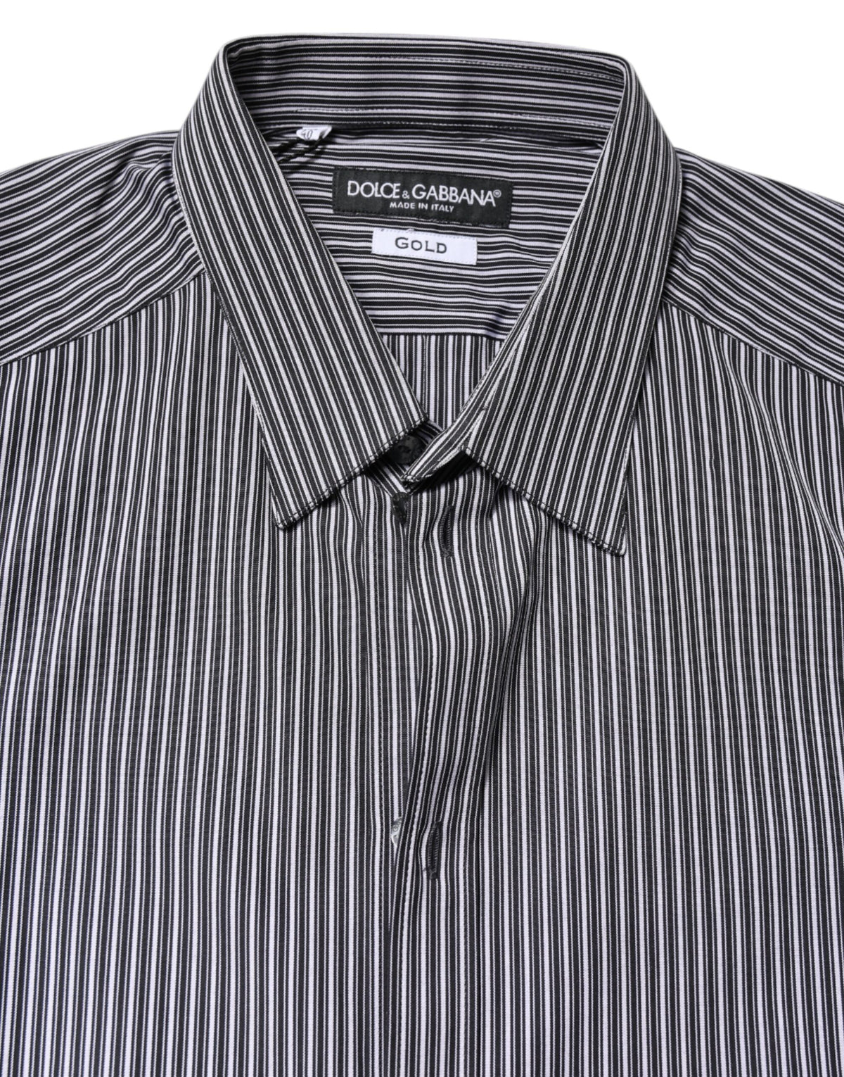Dolce & Gabbana Men's Slim Long-Sleeve Cotton Dress Shirt - Black Gold White Striped
