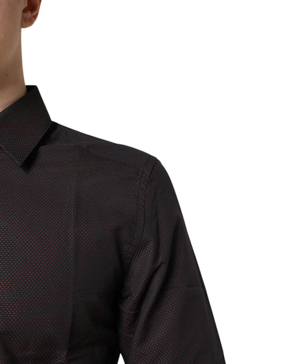 Dolce & Gabbana Men's Slim Long-Sleeve Cotton Dress Shirt - Gold Maroon Jacquard