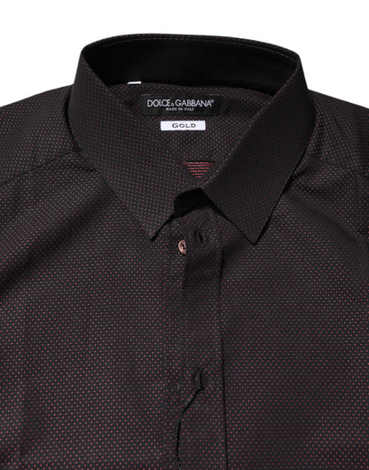 Dolce & Gabbana Men's Slim Long-Sleeve Cotton Dress Shirt - Gold Maroon Jacquard