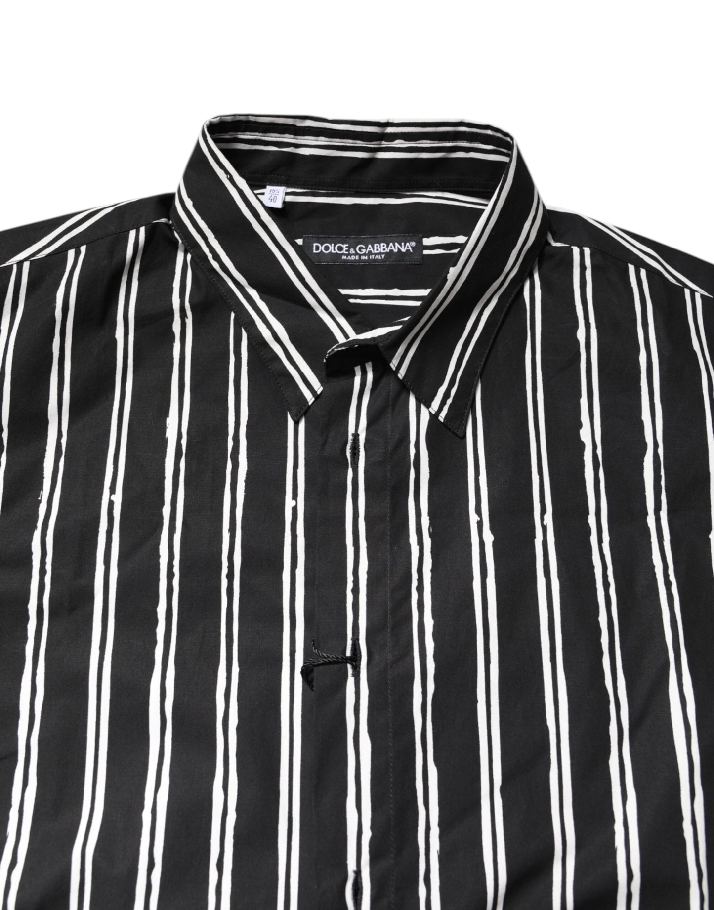 Dolce & Gabbana Black White Striped Cotton Dress Shirt