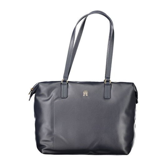 Evening Shoulder Handbag by Tommy Hilfiger for women in polyester & polyurethane blue features a exquisite silhouette, showcasing a secure zipper and exquisite internal-pockets with versatile shoulder-strap & handle for a exquisite finish.