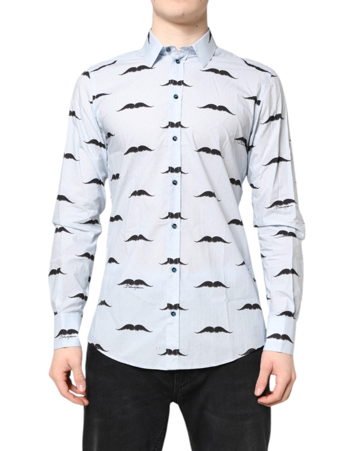 Dolce & Gabbana Men's Slim Long-Sleeve Cotton Dress Shirt - Light Blue