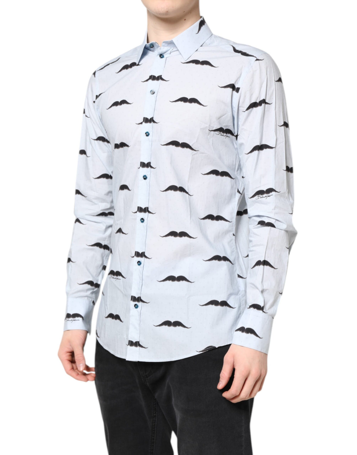 Dolce & Gabbana Men's Slim Long-Sleeve Cotton Dress Shirt - Light Blue