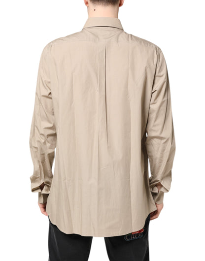 Dolce & Gabbana Beige Pin Up Print MARTINI Men Casual Shirt