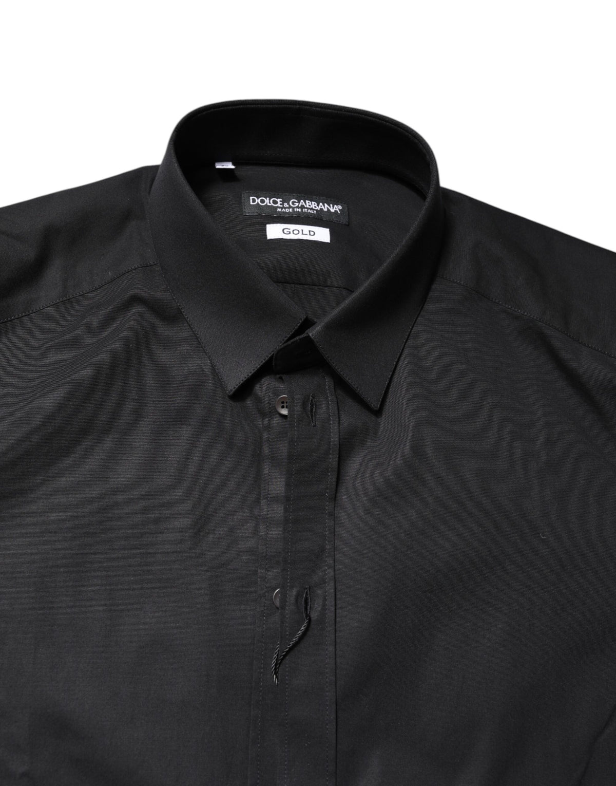 Dolce & Gabbana Men's Slim Long-Sleeve Stretch Cotton Dress Shirt - Black Gold
