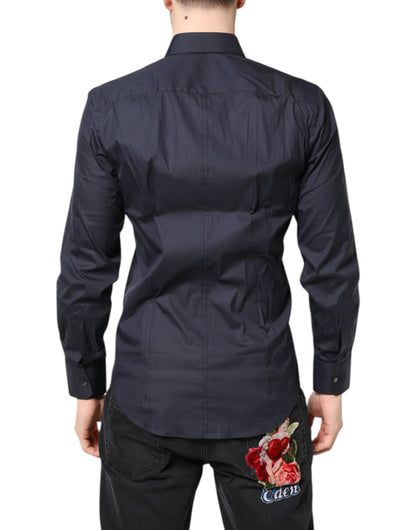 Dolce & Gabbana Dark Blue MARTINI Cotton Dress Formal Shirt