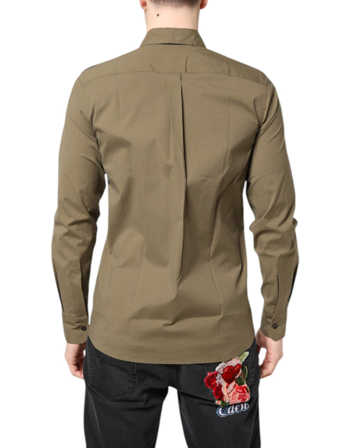 Dolce & Gabbana Men's Regular Fit Long-Sleeve Stretch Cotton Shirt - Brown