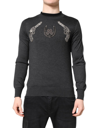 Dolce & Gabbana Men's Crew Neck Cashmere Sweater - Gray