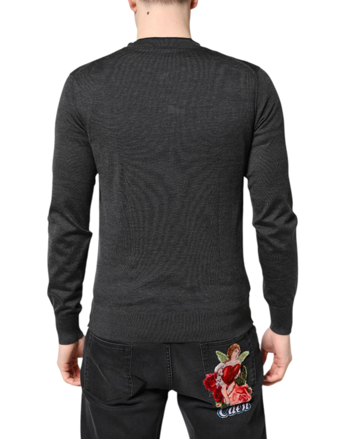Dolce & Gabbana Men's Crew Neck Cashmere Sweater - Gray