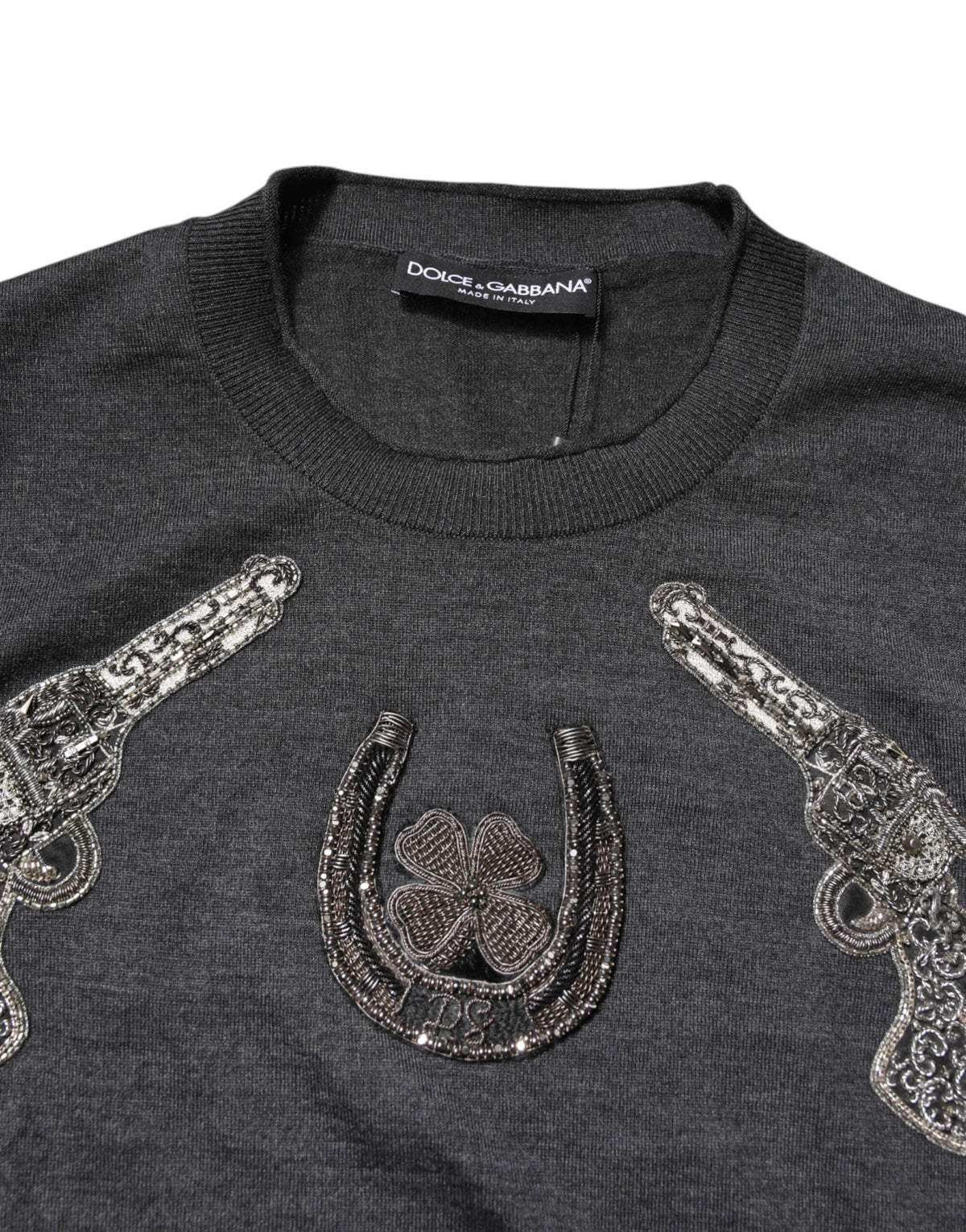 Dolce & Gabbana Men's Crew Neck Cashmere Sweater - Gray