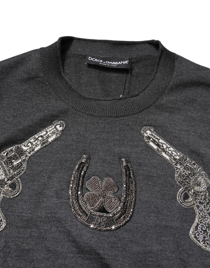 Dolce & Gabbana Men's Crew Neck Cashmere Sweater - Gray