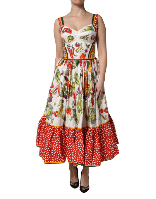 Dolce & Gabbana Women's A Line Sleeveless Cotton Midi Dress - White