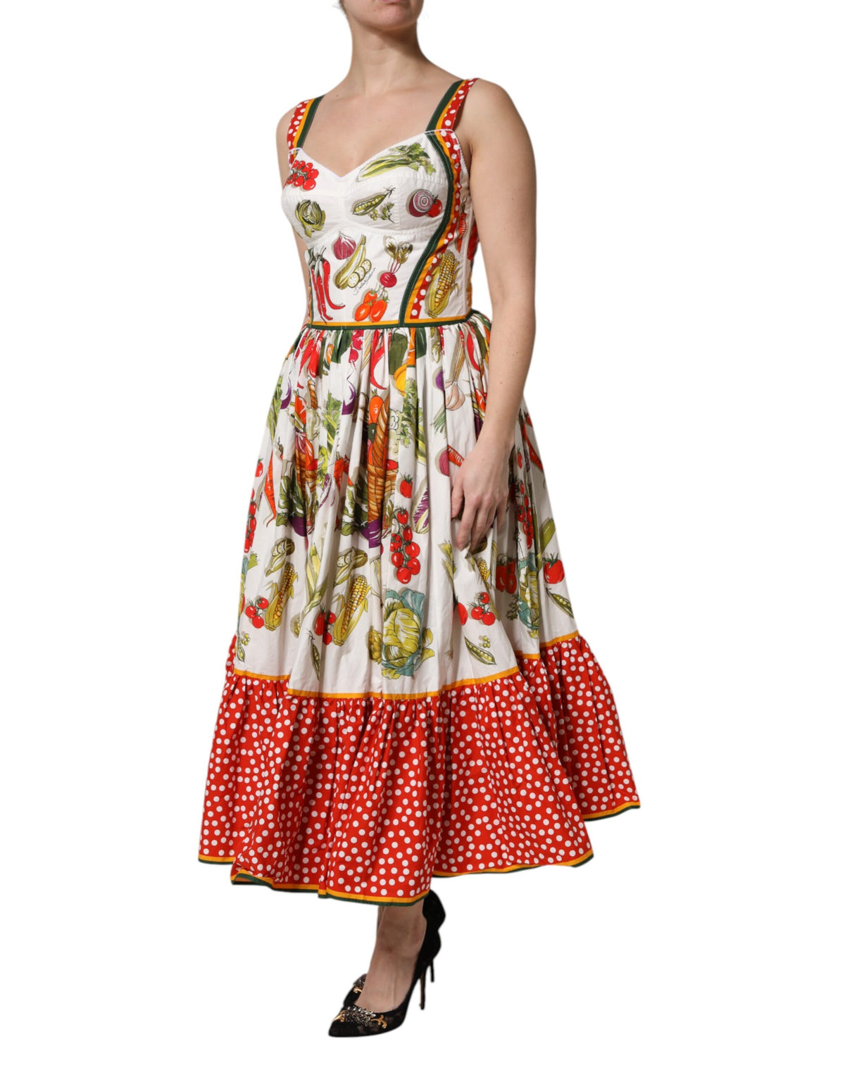 Dolce & Gabbana Women's A Line Sleeveless Cotton Midi Dress - White