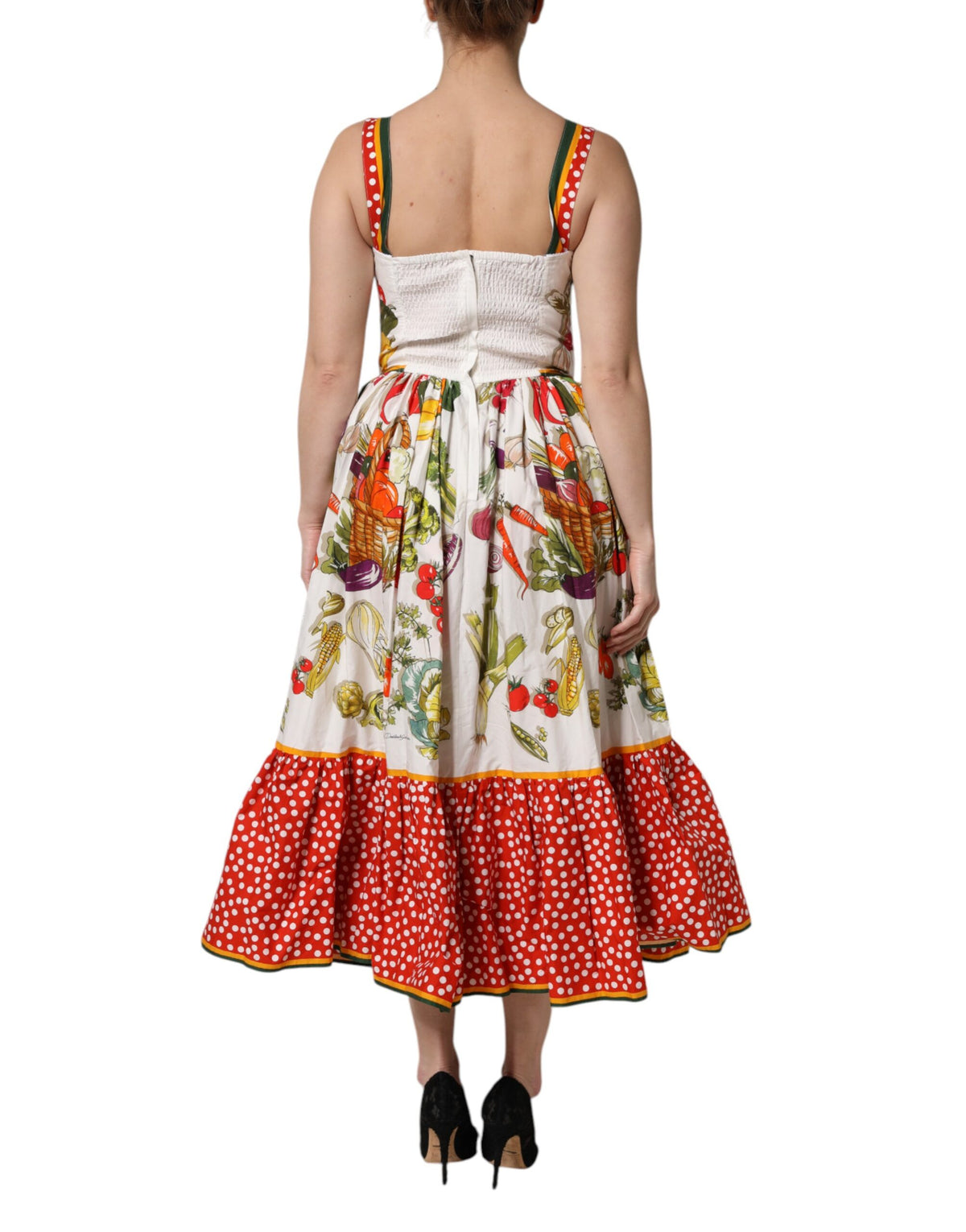 Dolce & Gabbana Women's A Line Sleeveless Cotton Midi Dress - White