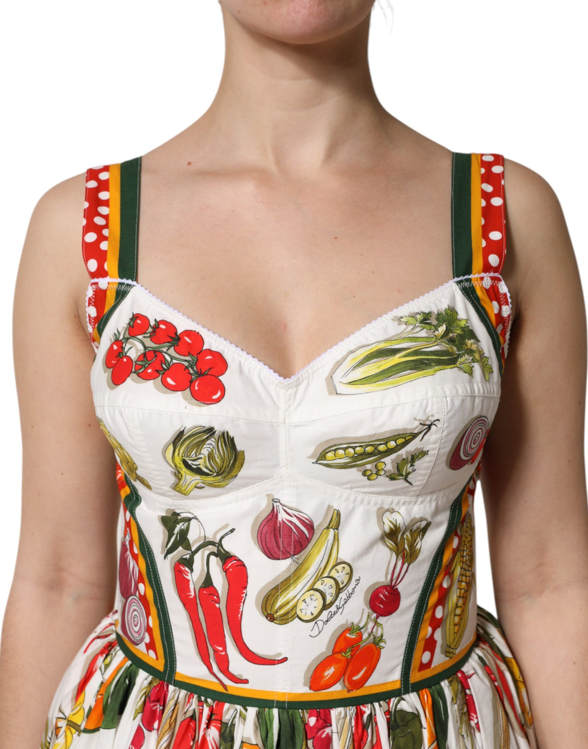 Dolce & Gabbana Women's A Line Sleeveless Cotton Midi Dress - White
