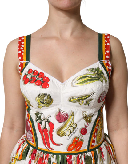 Dolce & Gabbana Women's A Line Sleeveless Cotton Midi Dress - White