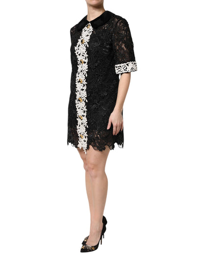 Dolce & Gabbana Women's Sheath Nylon Polyester Cotton & Silk Mini Dress - Black Floral