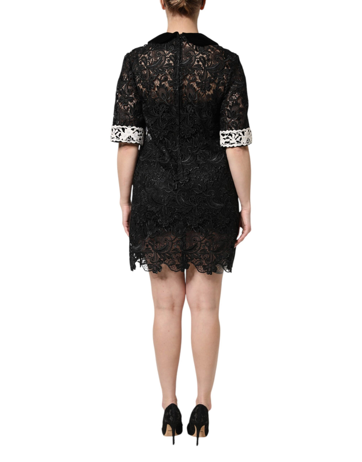 Dolce & Gabbana Women's Sheath Nylon Polyester Cotton & Silk Mini Dress - Black Floral