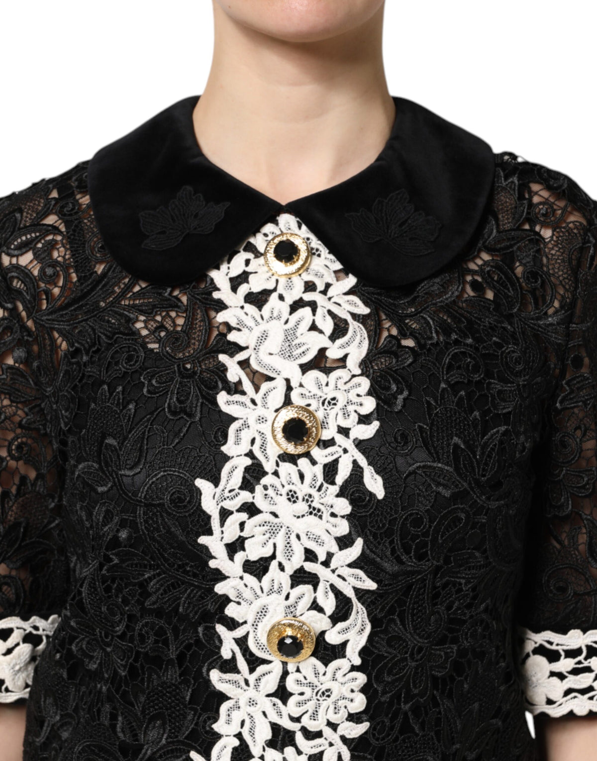 Dolce & Gabbana Women's Sheath Nylon Polyester Cotton & Silk Mini Dress - Black Floral