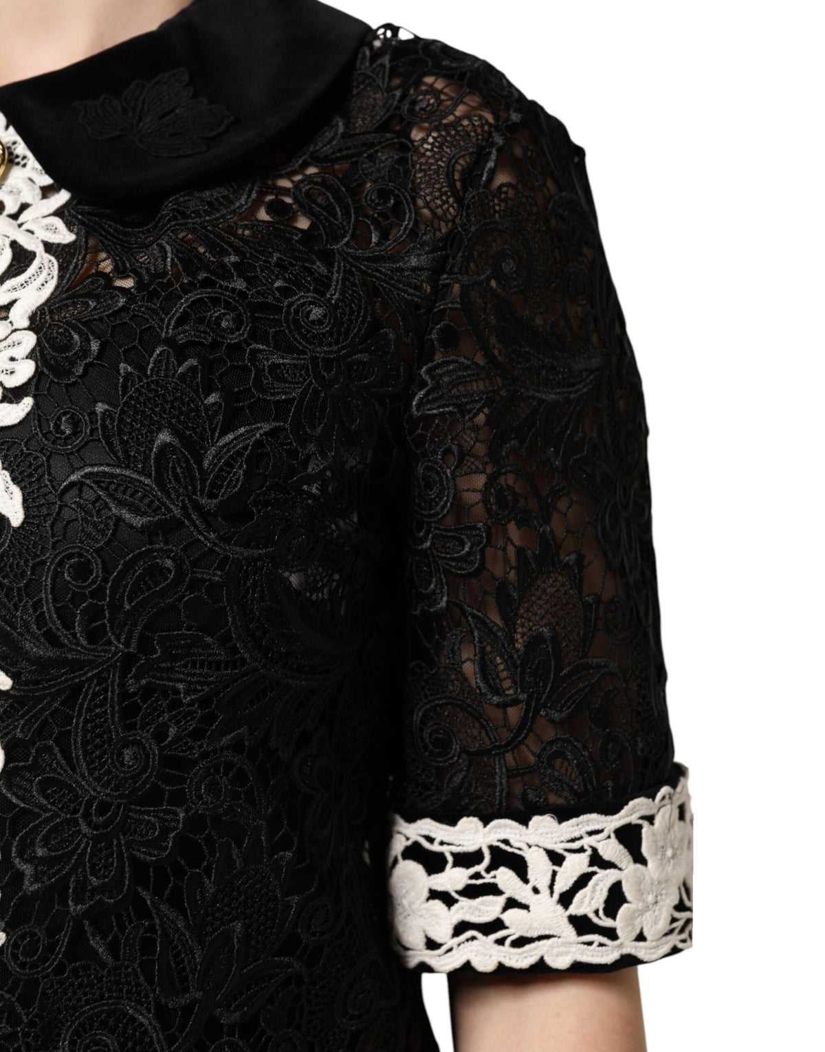 Dolce & Gabbana Women's Sheath Nylon Polyester Cotton & Silk Mini Dress - Black Floral