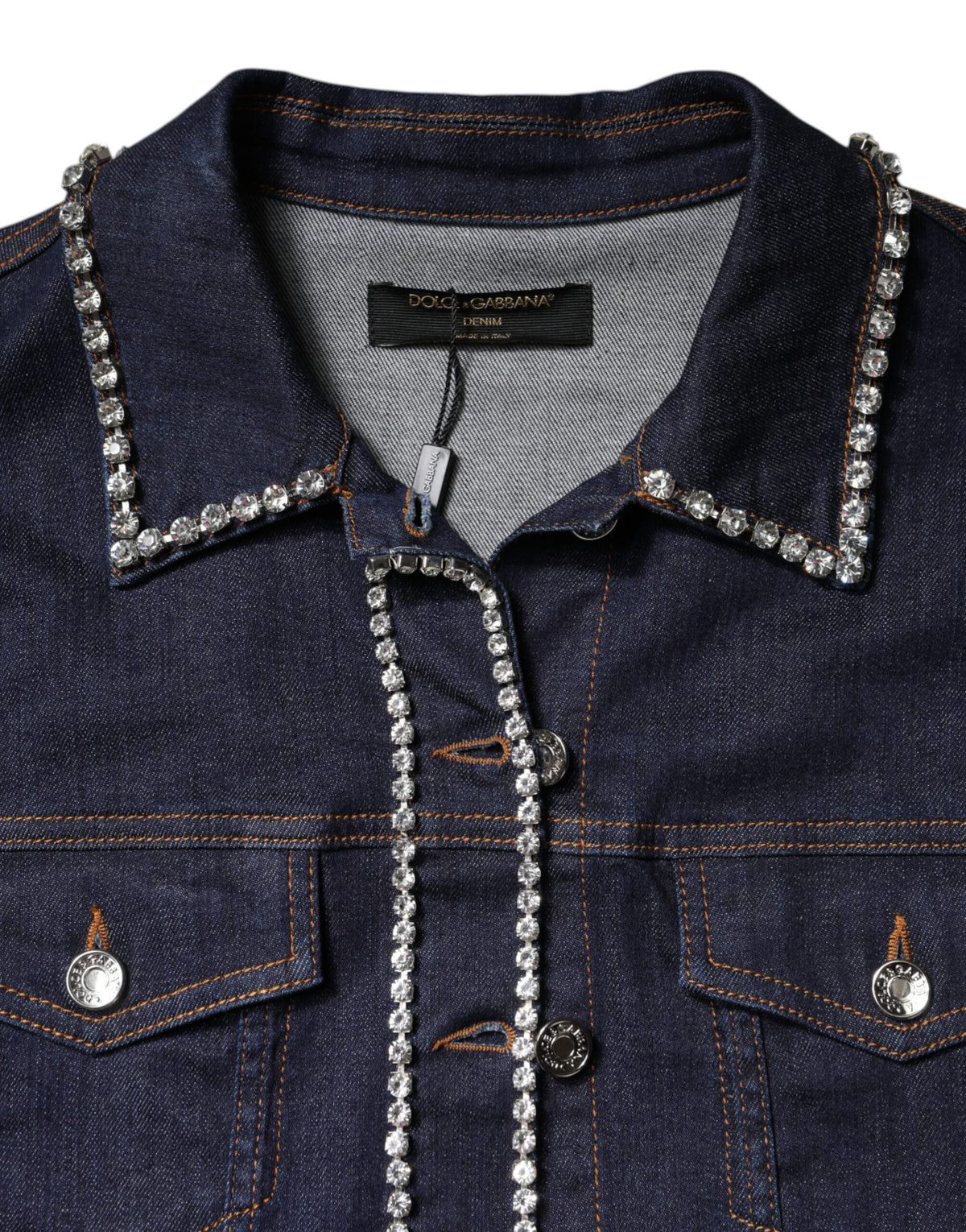 Dolce & Gabbana Women's Denim Cotton & Crystal Jacket - Dark Blue