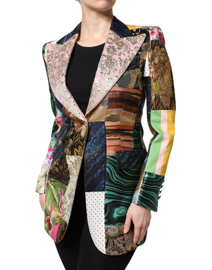Dolce & Gabbana Women's Nylon Polyester Cotton & Silk Suit - Multicolor Patterned Floral Jacquard Patchwork