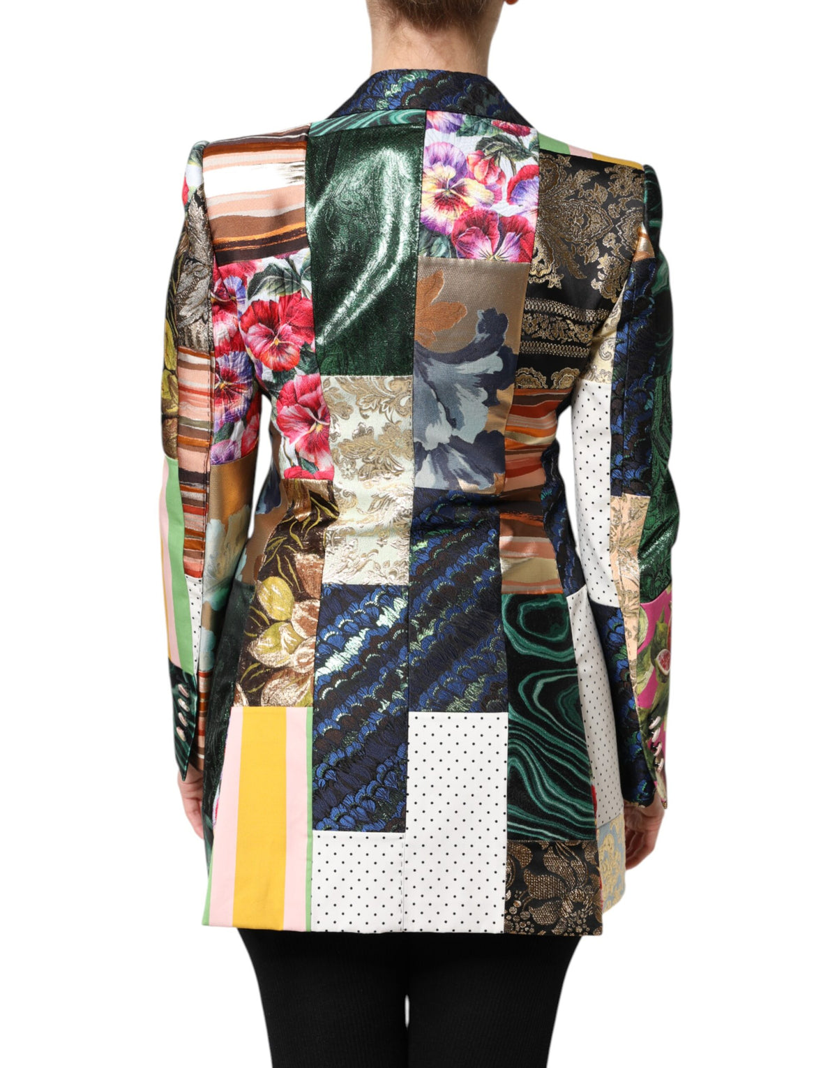 Dolce & Gabbana Women's Nylon Polyester Cotton & Silk Suit - Multicolor Patterned Floral Jacquard Patchwork
