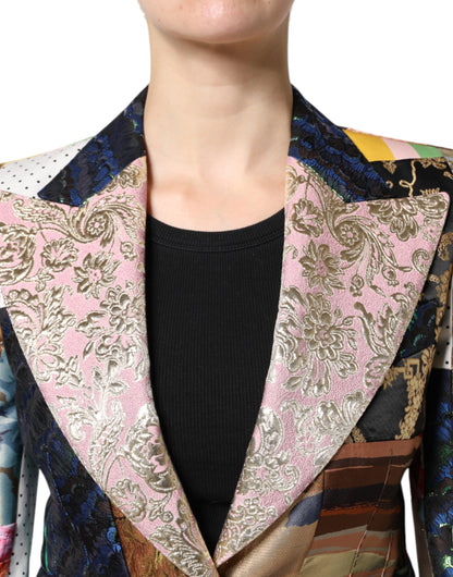 Dolce & Gabbana Women's Nylon Polyester Cotton & Silk Suit - Multicolor Patterned Floral Jacquard Patchwork