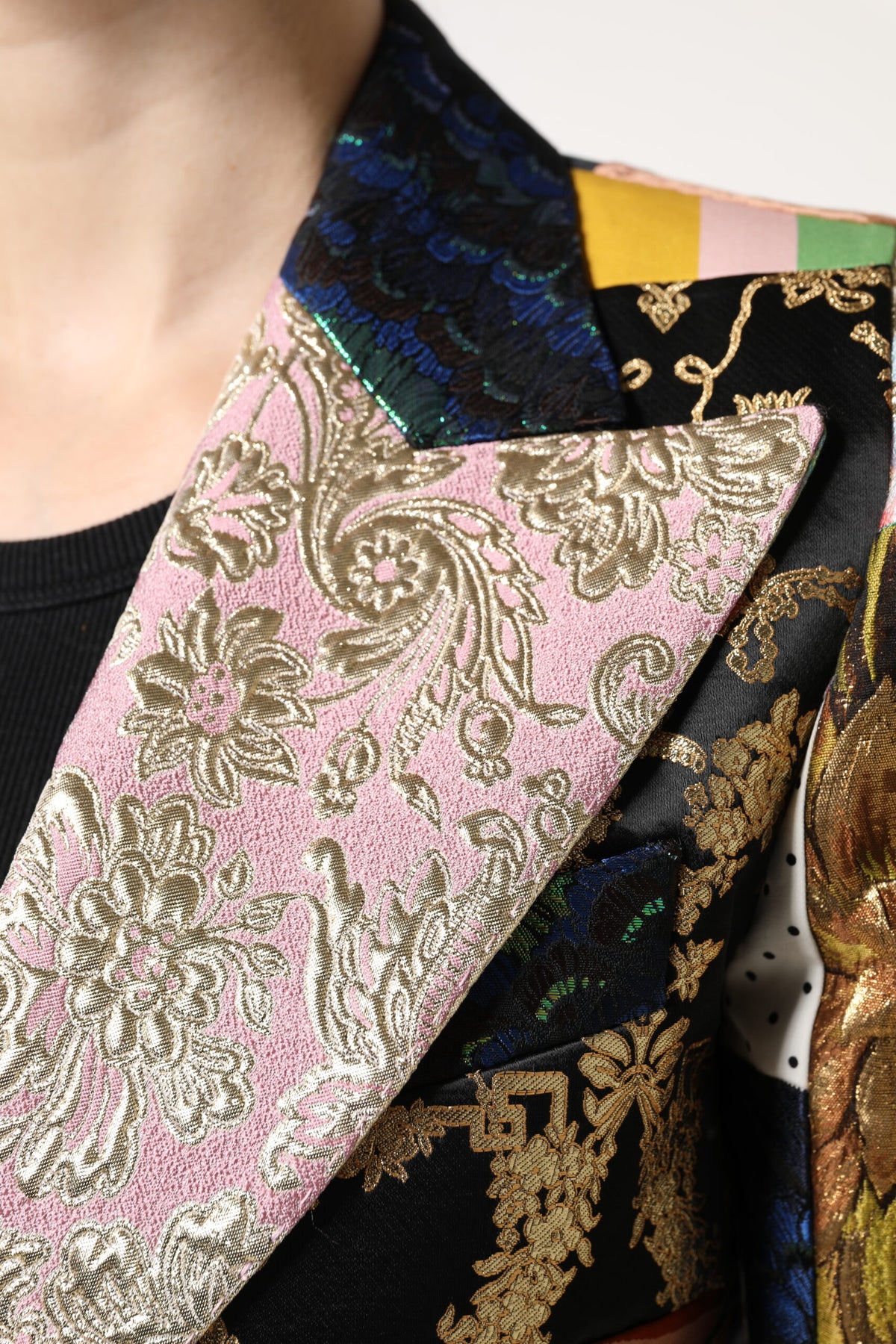Dolce & Gabbana Women's Nylon Polyester Cotton & Silk Suit - Multicolor Patterned Floral Jacquard Patchwork