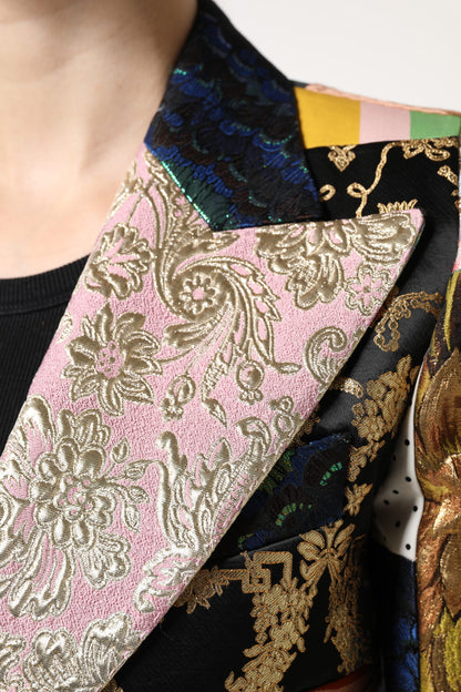 Dolce & Gabbana Women's Nylon Polyester Cotton & Silk Suit - Multicolor Patterned Floral Jacquard Patchwork