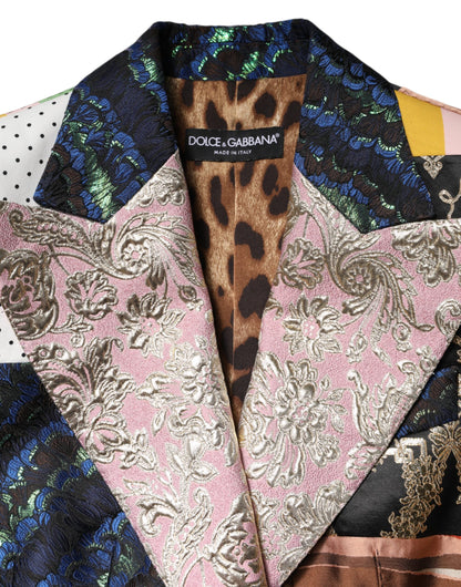 Dolce & Gabbana Women's Nylon Polyester Cotton & Silk Suit - Multicolor Patterned Floral Jacquard Patchwork
