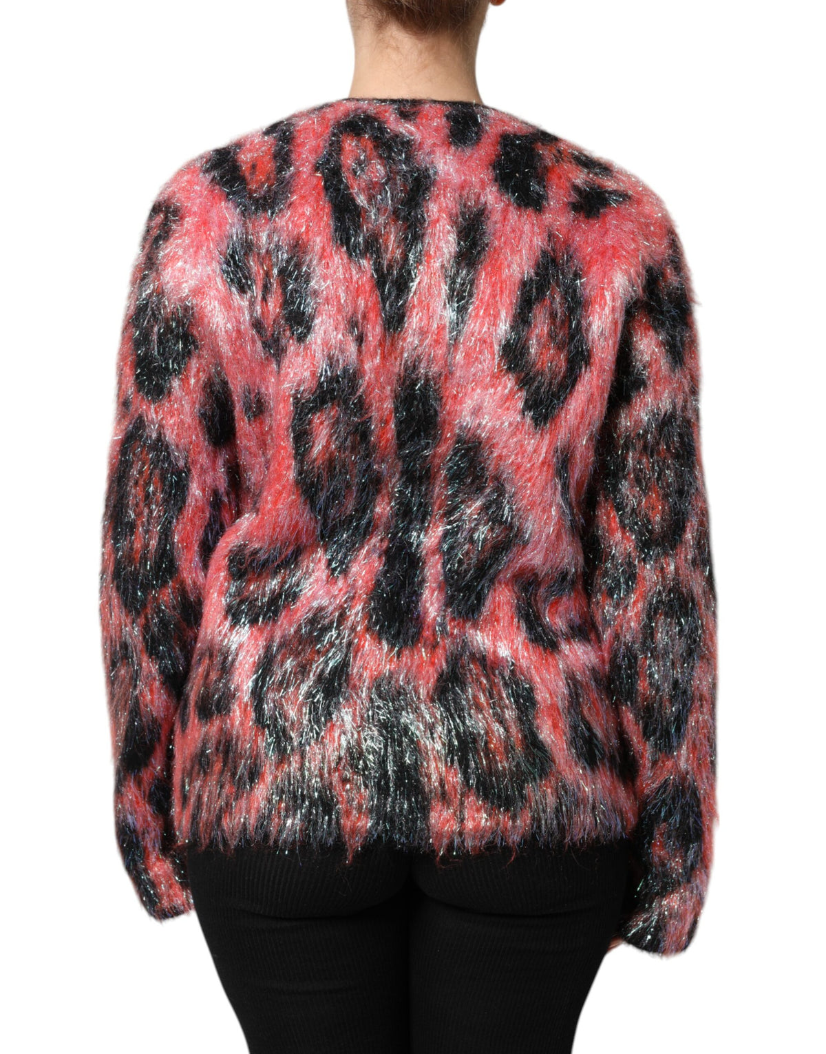 Dolce & Gabbana Women's Angora Mohair Nylon & Virgin Wool Cardigan - Black Red