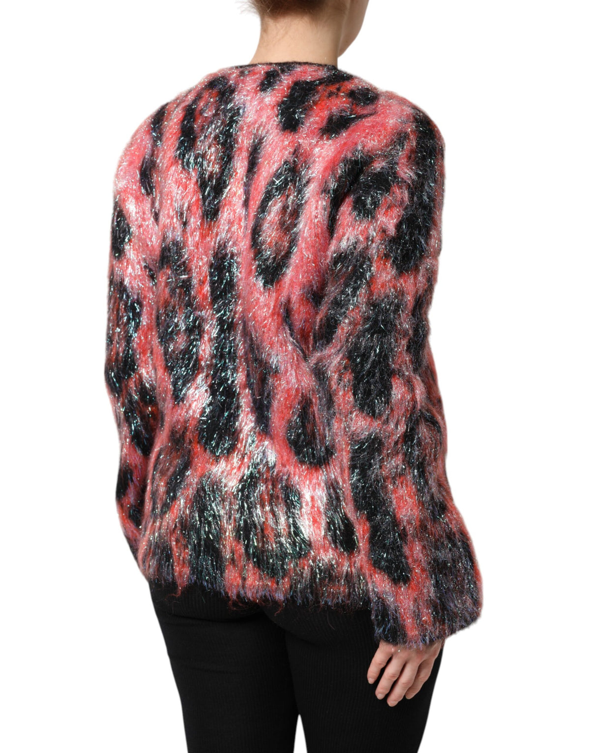 Dolce & Gabbana Women's Angora Mohair Nylon & Virgin Wool Cardigan - Black Red