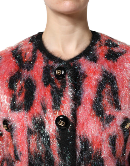 Dolce & Gabbana Women's Angora Mohair Nylon & Virgin Wool Cardigan - Black Red