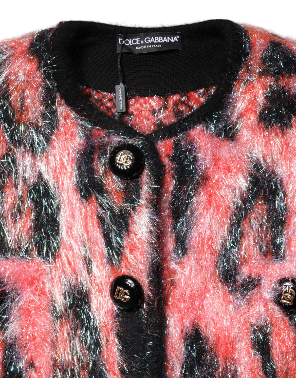 Dolce & Gabbana Women's Angora Mohair Nylon & Virgin Wool Cardigan - Black Red