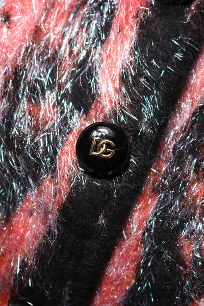 Dolce & Gabbana Women's Angora Mohair Nylon & Virgin Wool Cardigan - Black Red