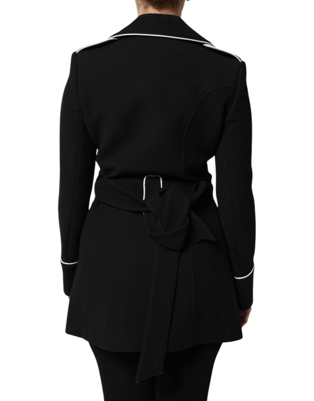 Dolce & Gabbana Women's Double Breasted Virgin Wool Silk Nylon & Elastane Blazer - Black
