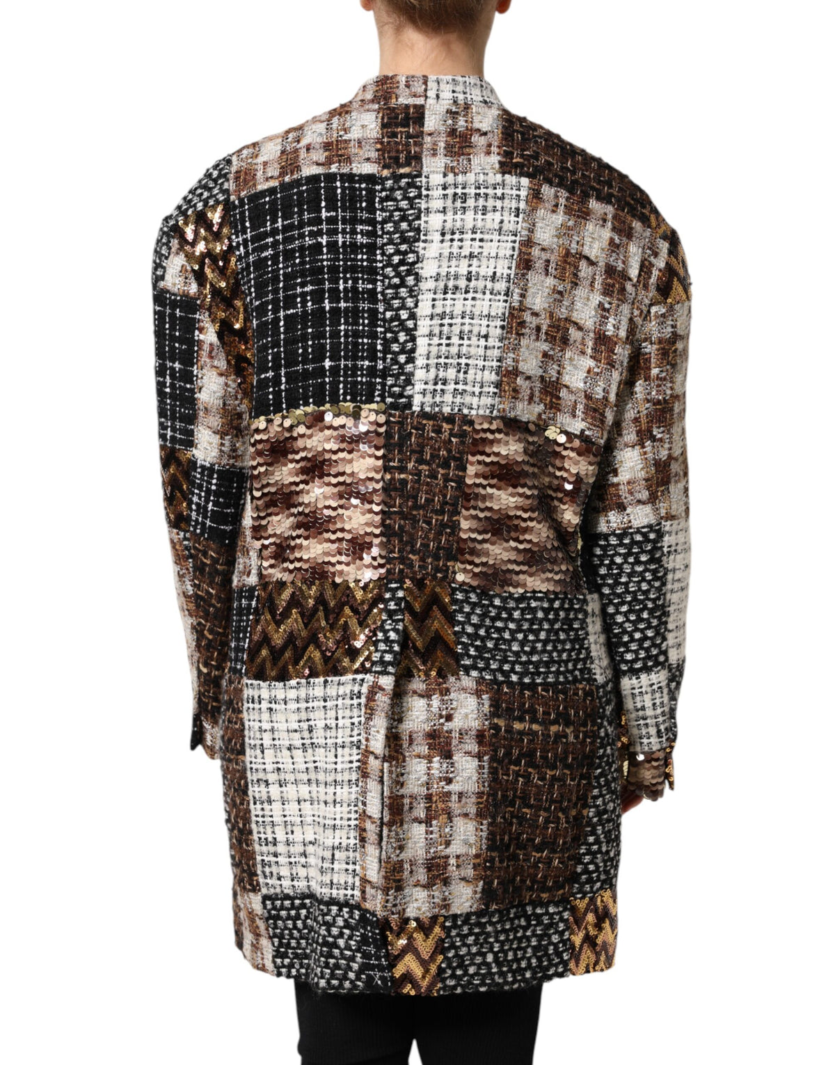 Dolce & Gabbana Women's Down Silk Cotton Mohair & Alpaca Wool Jacket - Multicolor Patchwork