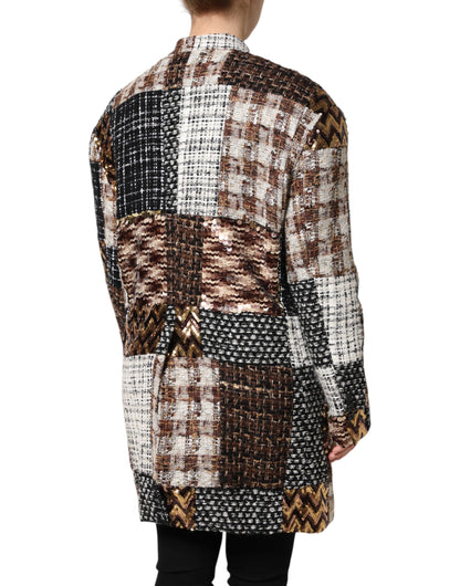 Dolce & Gabbana Women's Down Silk Cotton Mohair & Alpaca Wool Jacket - Multicolor Patchwork