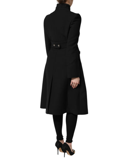 Dolce & Gabbana Women's Single Breasted Virgin Wool Silk Nylon & Elastane Trench Coat - Black