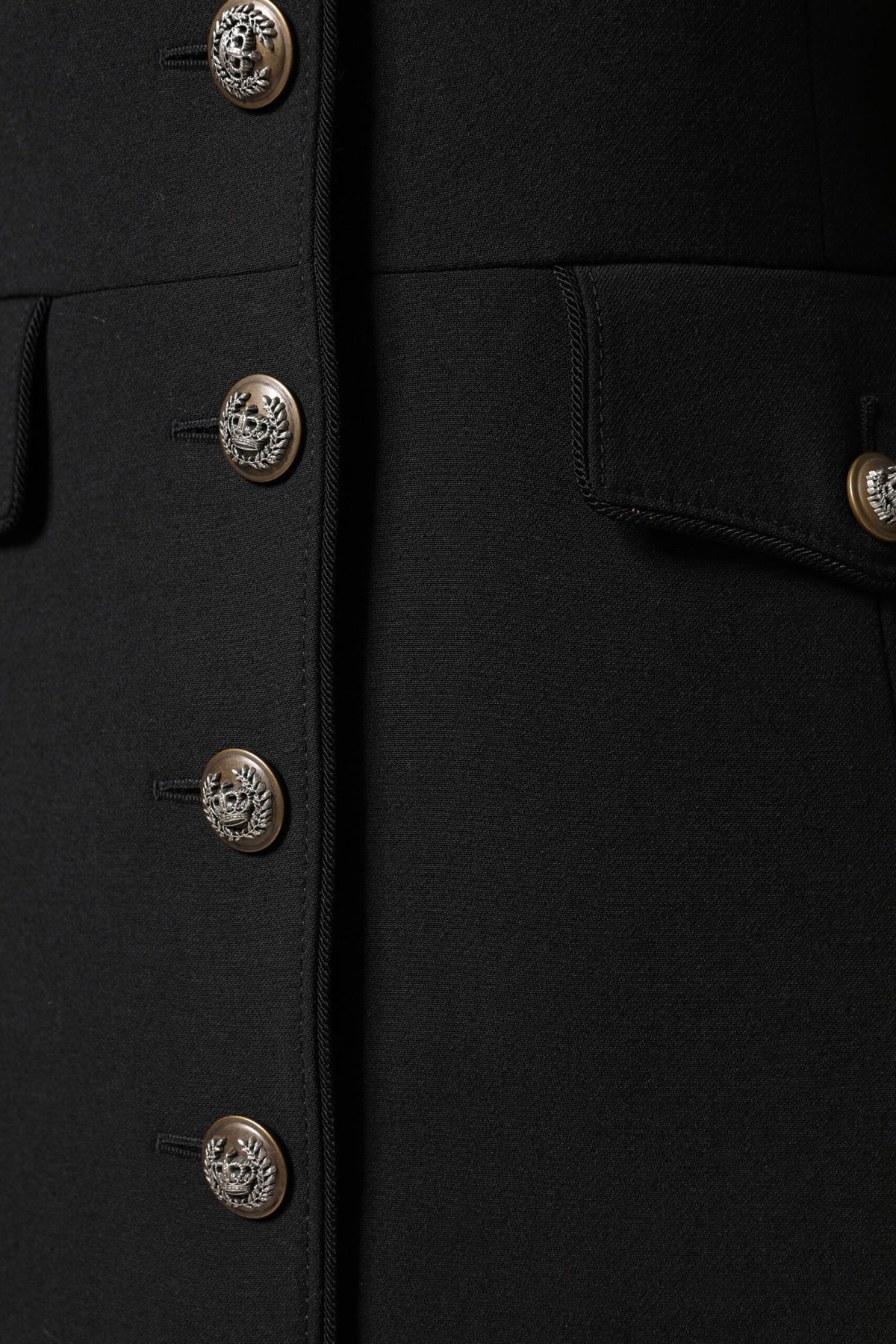 Dolce & Gabbana Women's Single Breasted Virgin Wool Silk Nylon & Elastane Trench Coat - Black