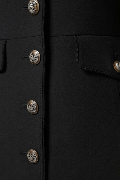 Dolce & Gabbana Women's Single Breasted Virgin Wool Silk Nylon & Elastane Trench Coat - Black