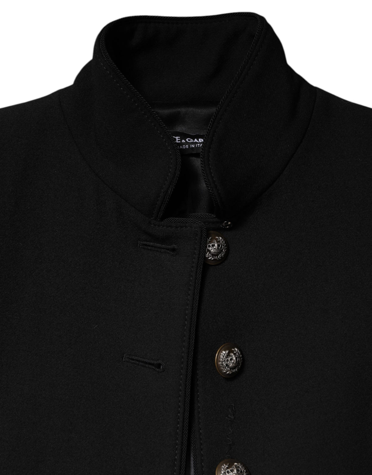 Dolce & Gabbana Women's Single Breasted Virgin Wool Silk Nylon & Elastane Trench Coat - Black